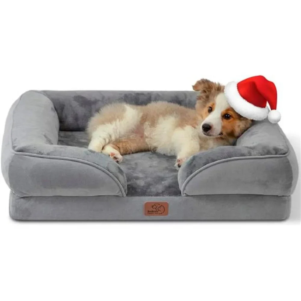 Orthopedic Dog Bed for Medium Dogs - Waterproof Dog Sofa Bed Medium, Grey